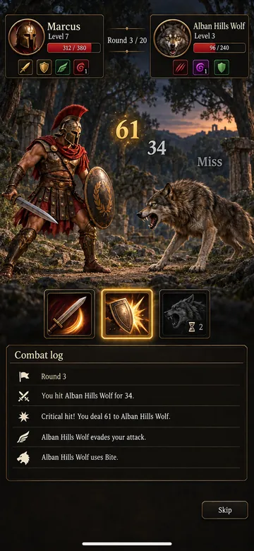 UI concept of the fight screen
